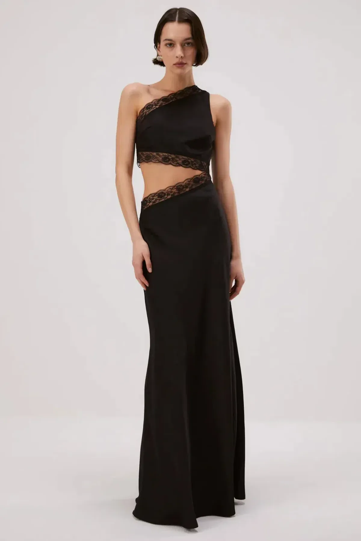 Misha Collection Jillian Satin Maxi Dress Black Size XS / AU 6 - Image 1