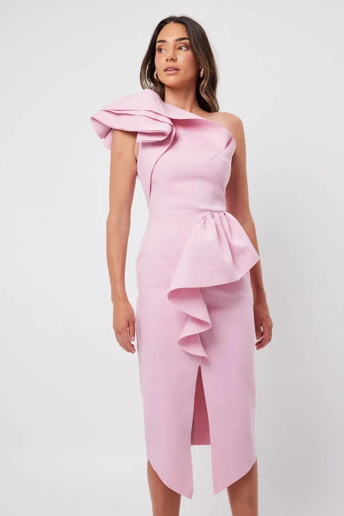 Elliatt Amara Ruffled Midi Dress Pink Size 10 - Image 4