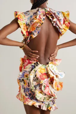 Zimmermann The Wonderland Frill Mini Dress in Spliced Multi Floral Size 1 / Au 10 for rent on The Volte - image 4