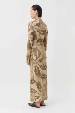 Camilla and Marc Khya Printed Midi Dress Kairi Beige Print Size 8  for rent on The Volte - image 2