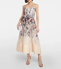 Zimmermann The Tama Corset Midi Dress in Purple Pansy Print Size 1/Au 10  for rent on The Volte - image 1