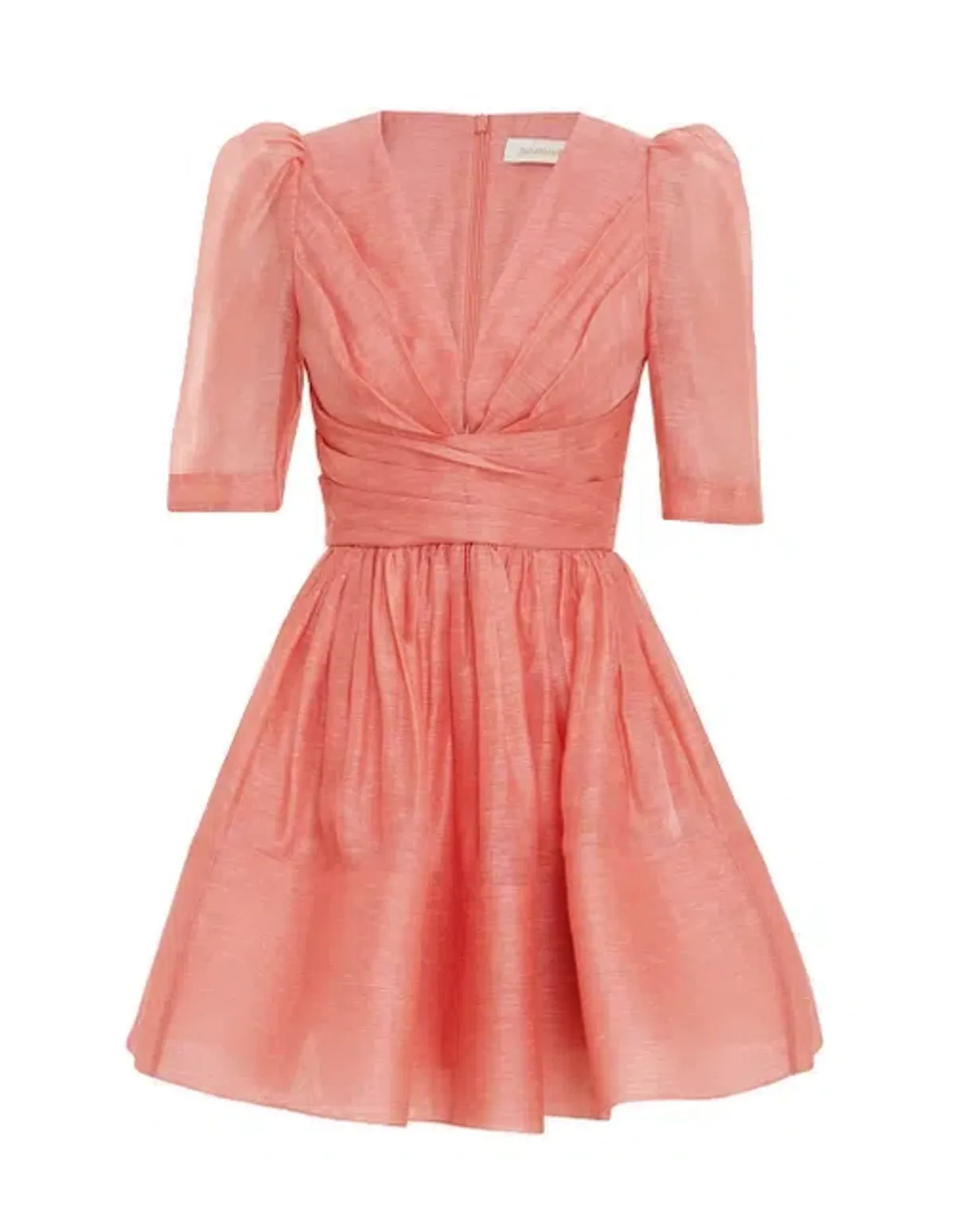 Zimmermann Wonderland Sleeved Mini Dress Guava Size 0/ Au8 - Image 2