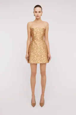 Scanlan Theodore Brocade Dress Gold Size 8 for rent on The Volte - image 1