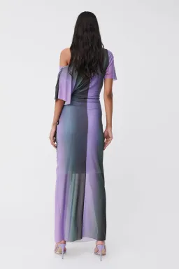 Suboo Print Olafur Draped Cowl Neck Dress Purple Size XS / AU 6 for rent on The Volte - image 3