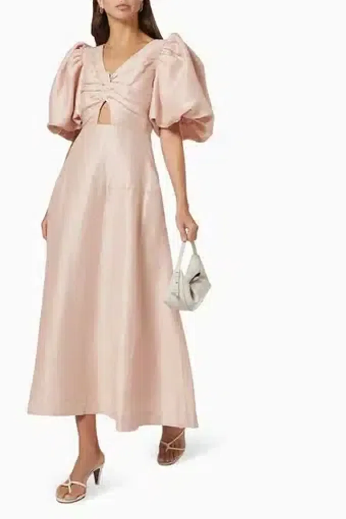 AJE DUSK KNOT PUFF SLEEVE MIDI DRESS BLUSH SIZE 8 - Image 2