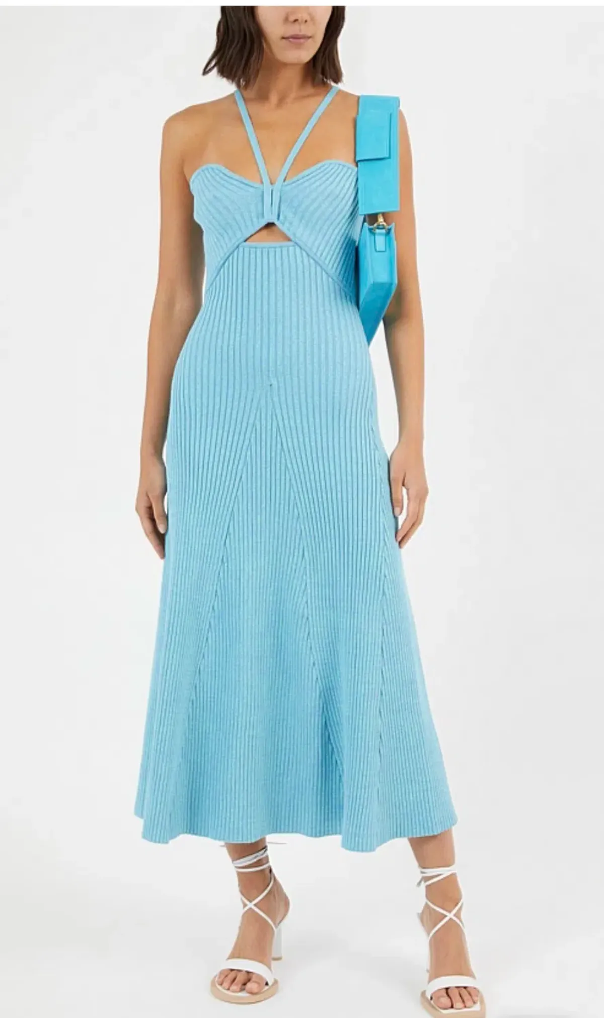 Anna Quan Galina Rib Knit Midi Dress Blue Size S / AU 8 - Image 1