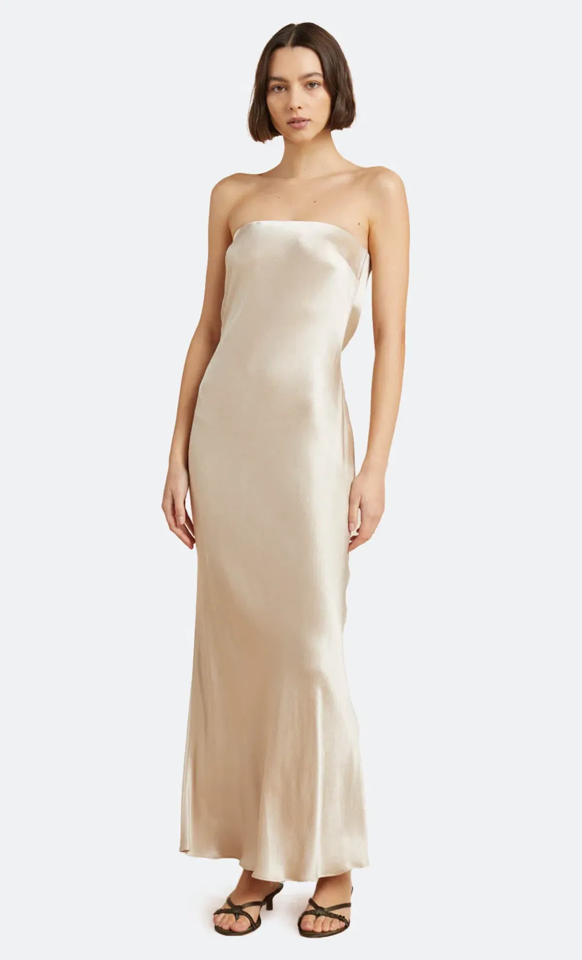 Bec & Bridge Moon Dance Strapless Dress in Sand Beige Size 8 - Image 1