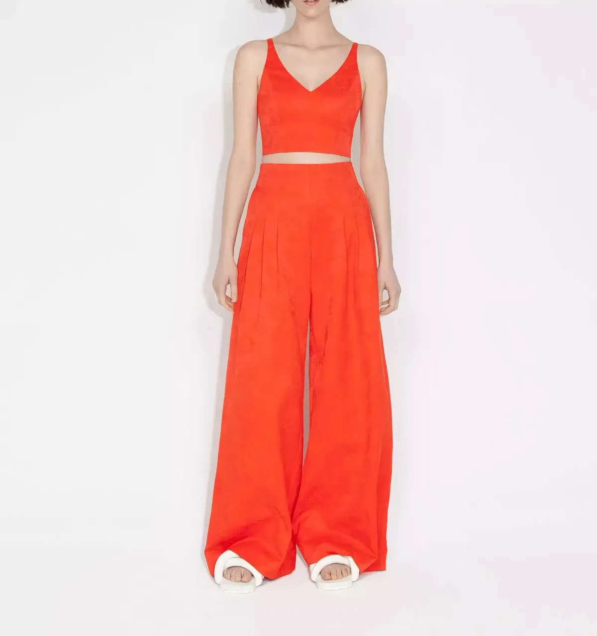 Cue Bustier and Palazzo Pleated Pants Set in Jaffa Orange Size 12 - Image 1