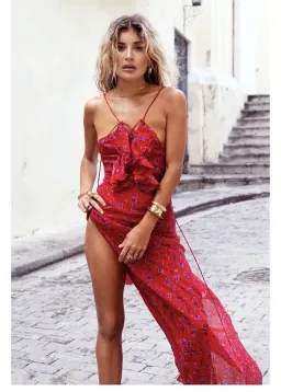 Rat & Boa Palermo Floral Maxi Dress Red Size L / Au 10-12  for rent on The Volte - image 2