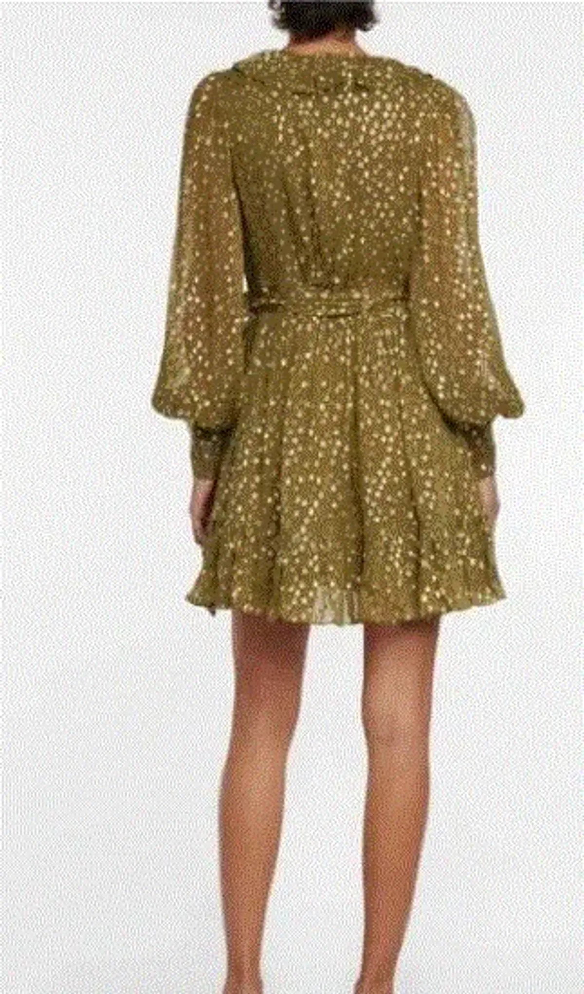 Zimmermann Lurex Wrap Mini Dress Khaki Size 1 / 10 AU - Image 4