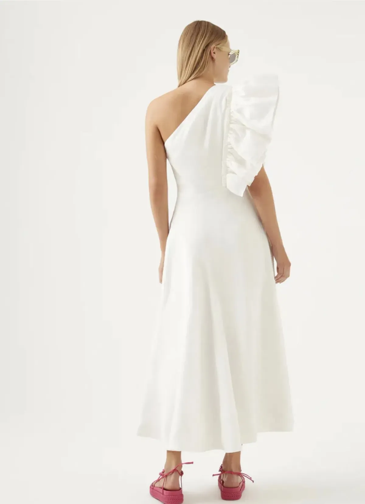 Bonjour Asymmetric Midi Dress Ivory Size 8 - Image 2