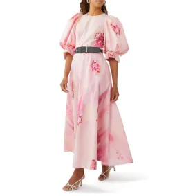 LEO LIN Clementine Puff Sleeve Midi Dress Size 10 for rent on The Volte - image 1