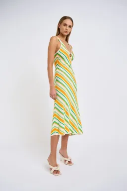 By Johnny Verona Stripe Knit Dress Yellow Stripe Size 6  for rent on The Volte - image 2