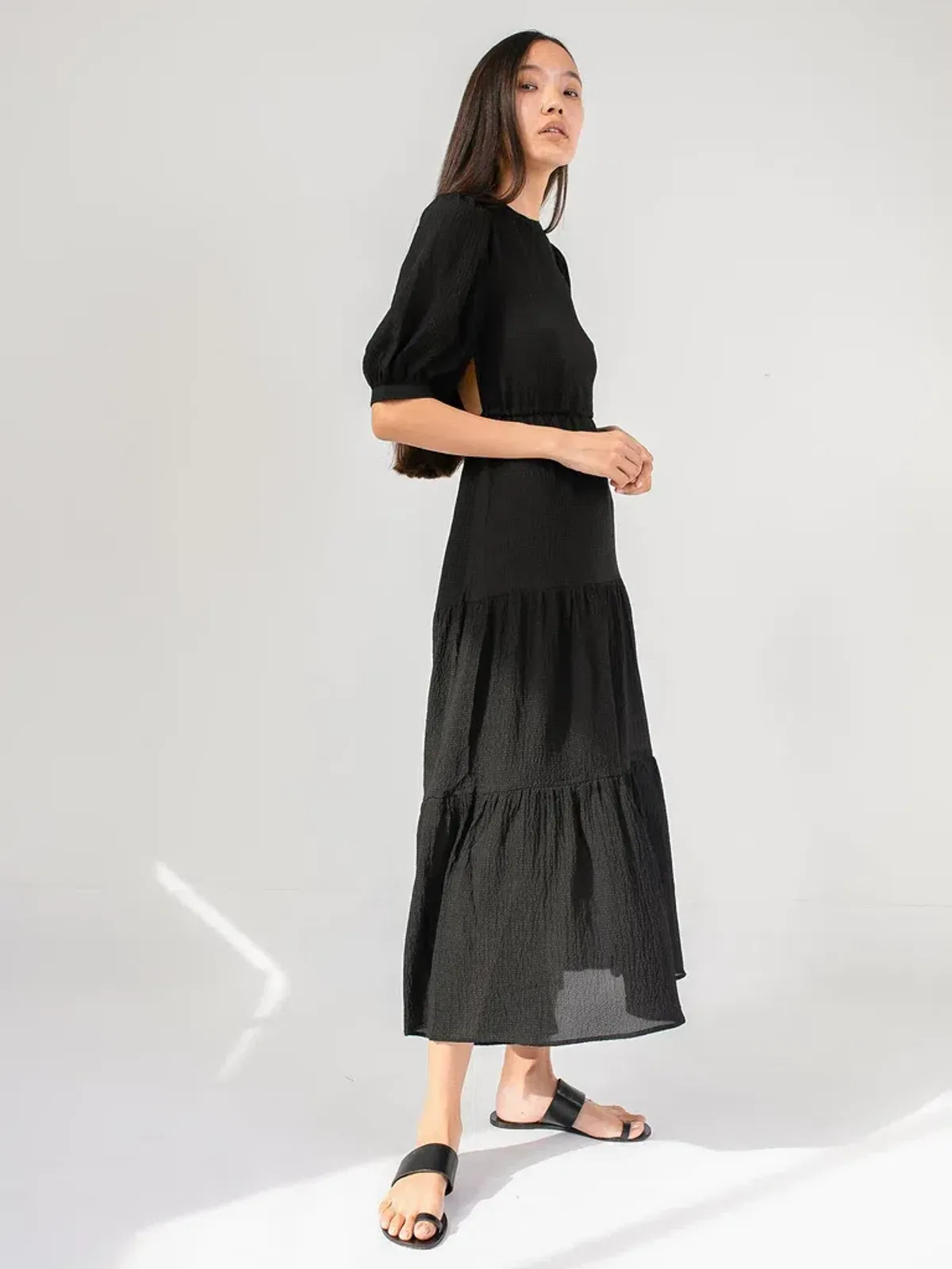 Sir The Label Indre Open Back Midi Dress Puff Sleeves Black Size 2 / Au 10 - Image 2