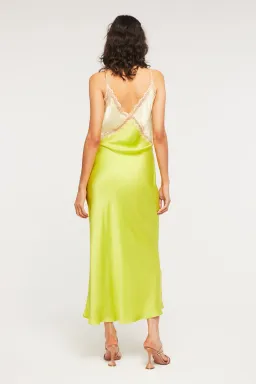Ginia Sadie Dess Midi Pastel Yellow/Lime Green Size M/AU 10 for rent on The Volte - image 3