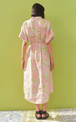 Alemais Marta Paisley Print Shirt Dress Pink Size AU 12 for rent on The Volte - image 3