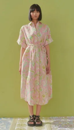 Alemais Marta Paisley Print Shirt Dress Pink Size AU 12 for rent on The Volte - image 4