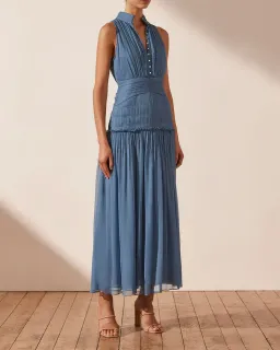 Shona Joy Noemi Sleeveless Button Up Midi Dress Blue Size 10 for rent on The Volte - image 4