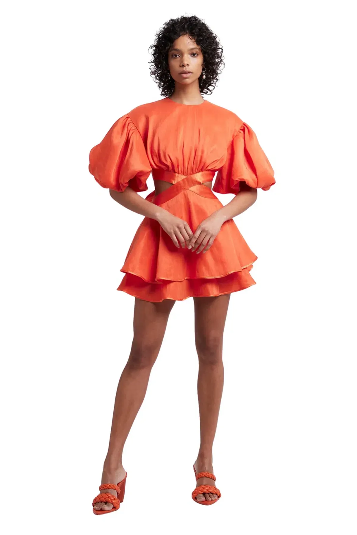 Aje Gracious Cut Out Mini Dress Saffron Size 6 - Image 1