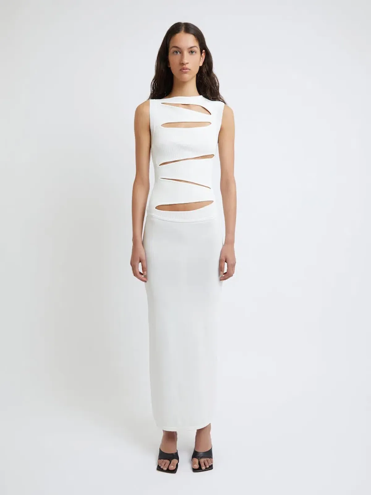 Christopher Esber Slashed Knit Dress Ivory Size XXS / AU 4 - Image 1