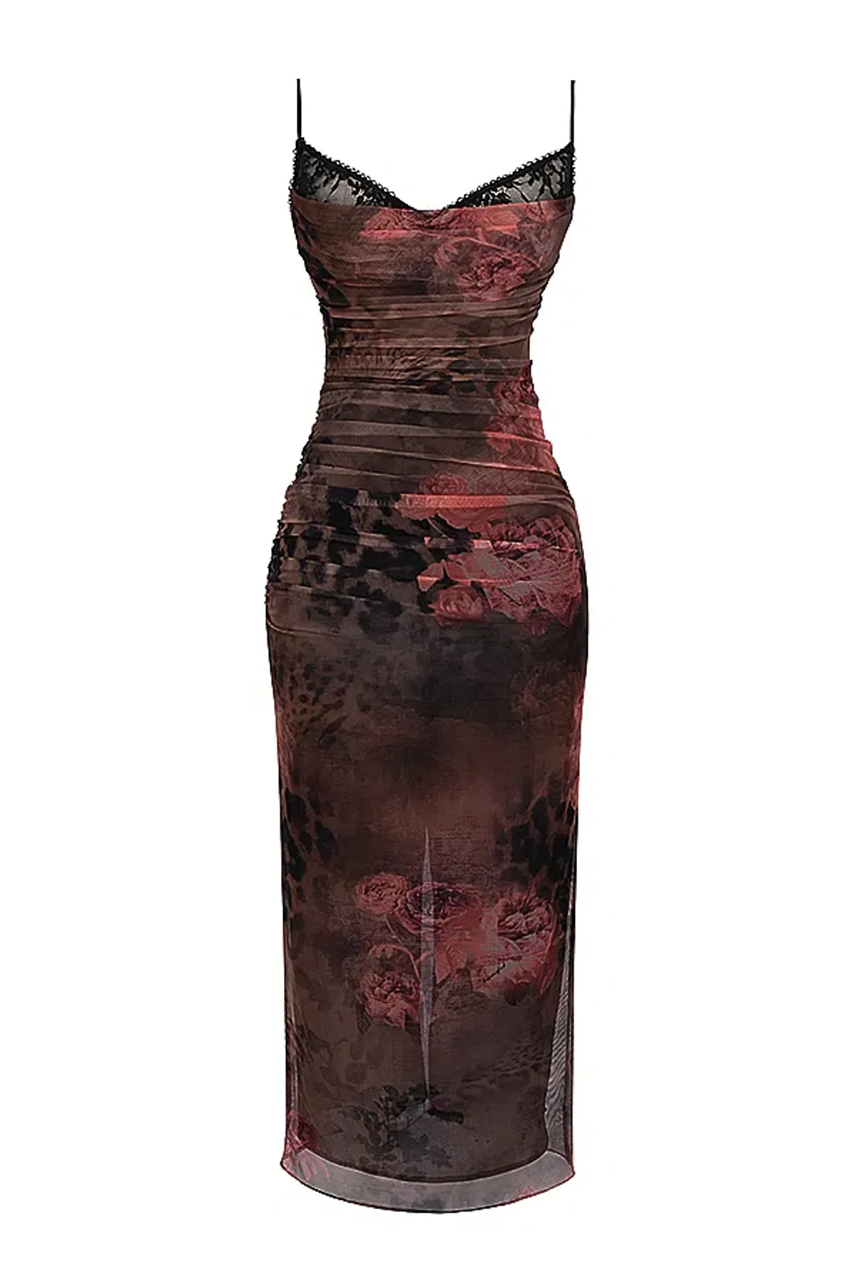 House of CB Nalini Printed Floral and Leopard Print Midi Dress Print Size S/Au 8 - Image 6