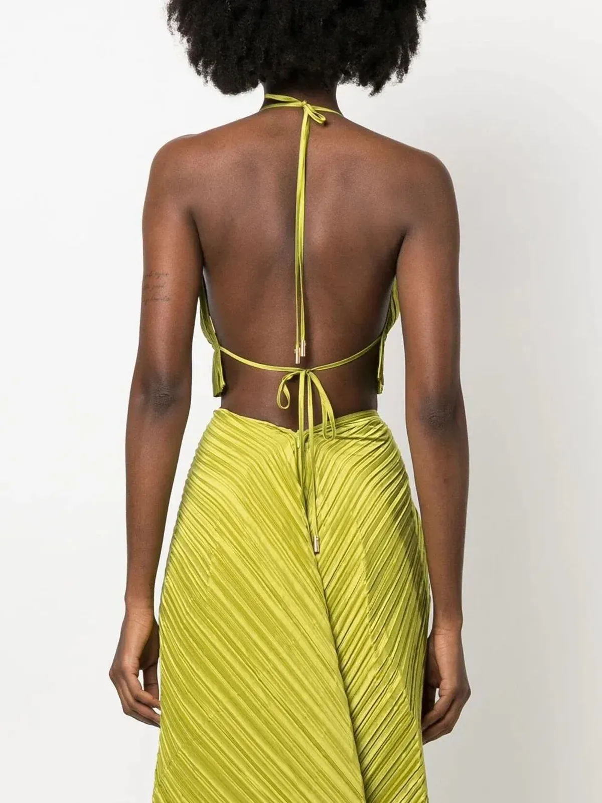 Cult Gaia Plissé-Effect Halterneck Top & Maxi Skirt Green Size 6 - Image 2