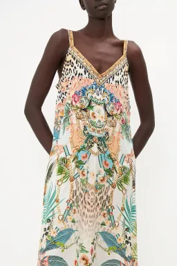 Camilla V Neck Midi Slip Dress Royalty Loyalty Print Size 10 for rent on The Volte - image 2
