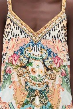 Camilla V Neck Midi Slip Dress Royalty Loyalty Print Size 10 for rent on The Volte - image 5