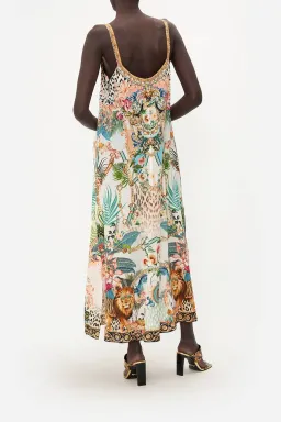 Camilla V Neck Midi Slip Dress Royalty Loyalty Print Size 10 for rent on The Volte - image 4