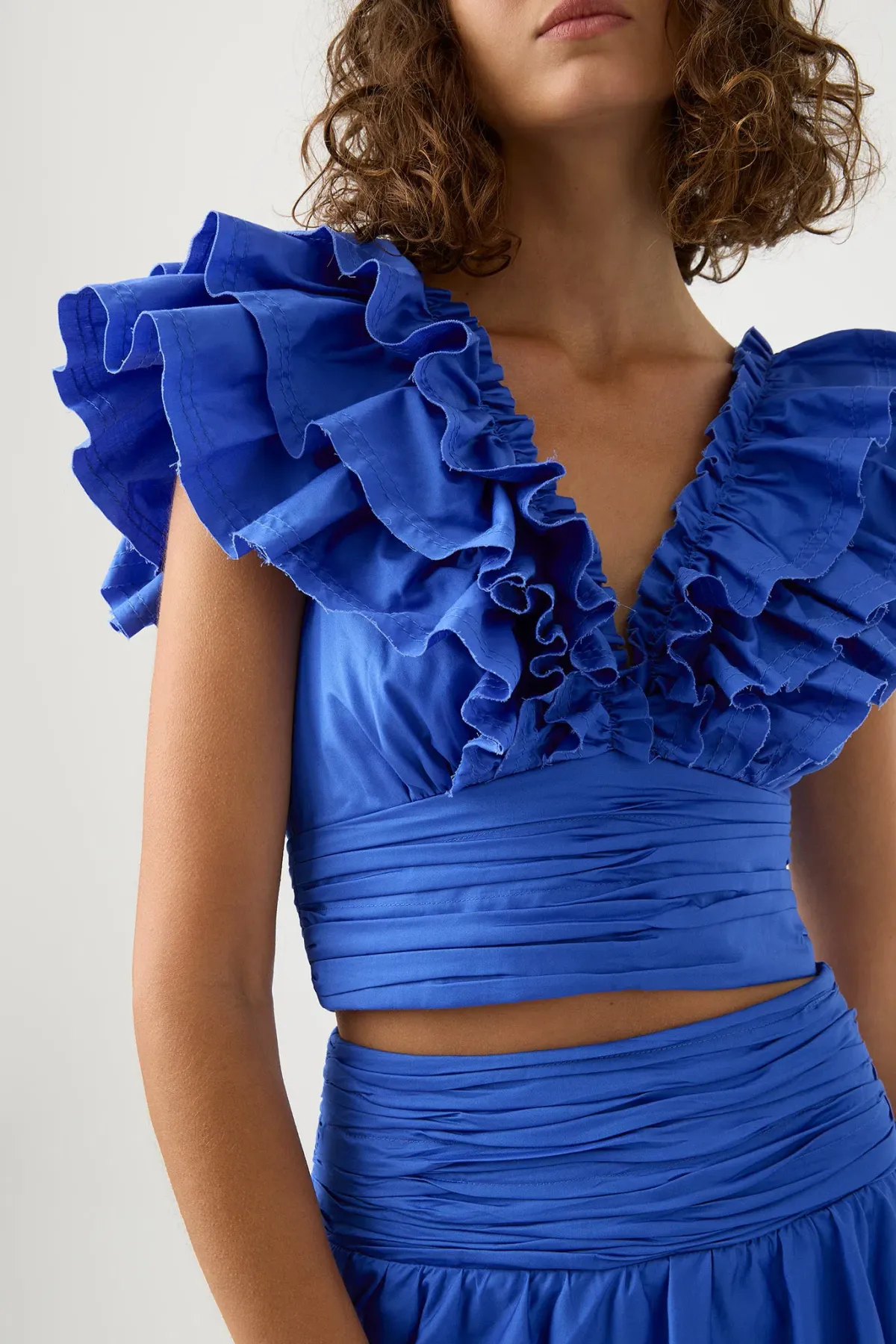 Aje Rhythmic Frill Bodice & Eleni Maxi Skirt Set Marine Blue Size 12 / L - Image 5