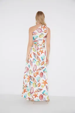 Sonya Moda Nour De La Mer Sea Shell Split Leg Maxi Dress Print Size 6 for rent on The Volte - image 3