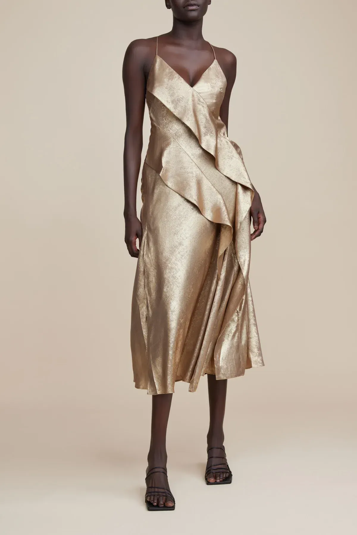 Acler Queensbridge Midi Dress Gold Size 14 - Image 4