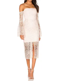 Nicholas Eva Geo Floral Lace Strapless Dress Antique Pink Size 0 / Au 6 for rent on The Volte - image 4