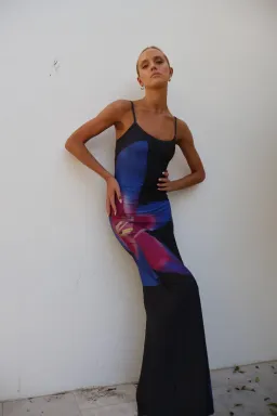 With Harper Lu Midnight Lily Floral Slip Dress Size 8 for rent on The Volte - image 1