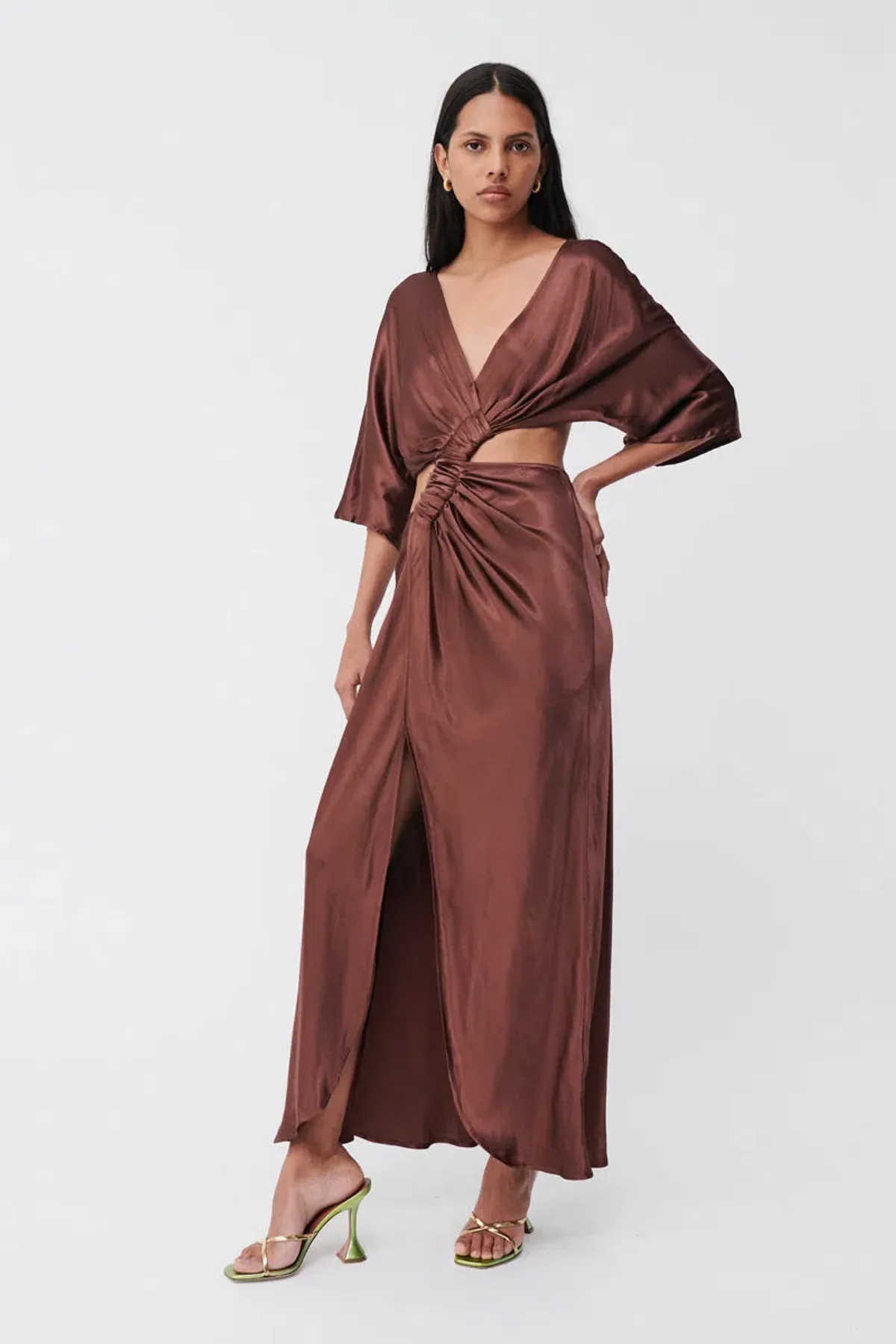 Suboo Tate Twist Wrap Front Maxi Dress Chocolate Size S / AU 8 - Image 2