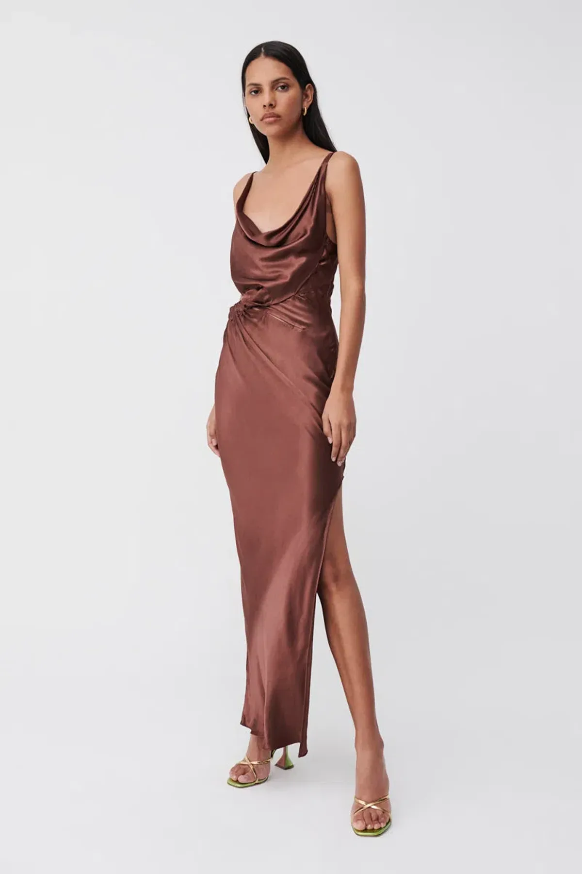 Suboo Tate Twist Front Cowl Maxi Dress Chocolate Size M / AU 10 - Image 2