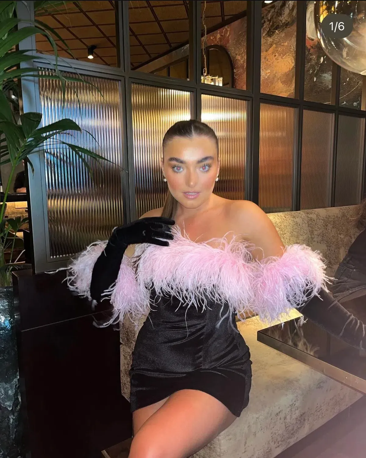 Miscreants Cupid Mini Dress Black And Gloves With Pink Feathers Size 10 - Image 3