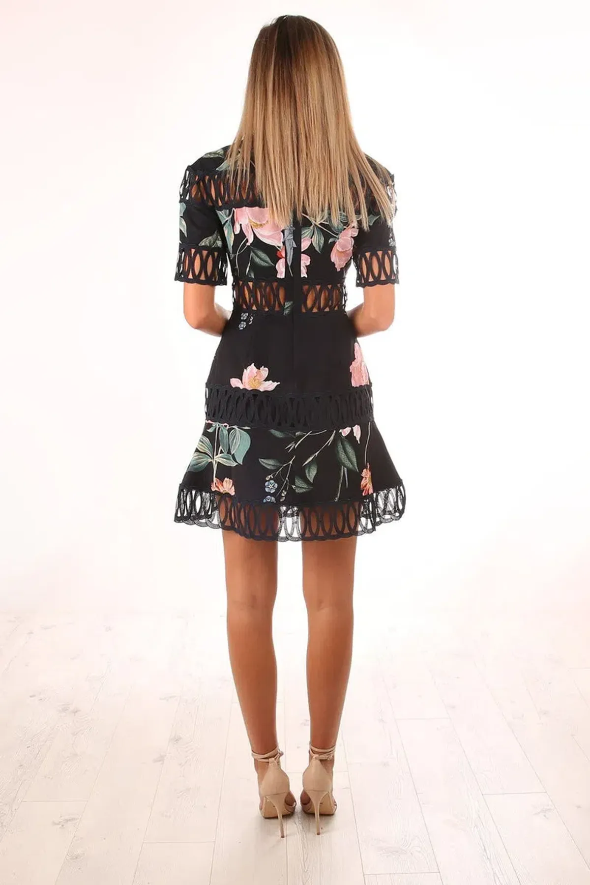 Keepsake Whispers Dress Navy Garden Floral Size M/Au 10 - Image 5