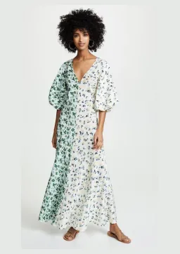 Lee Mathews Eloise Silk Contrast Maxi Dress Clover Multi  Size AU 8 for rent on The Volte - image 1