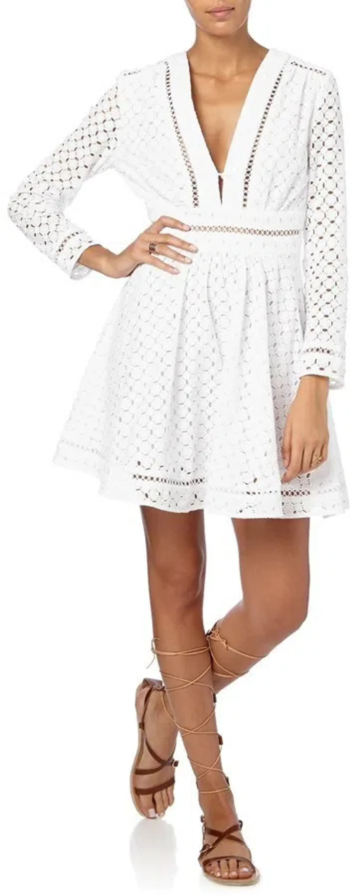 Zimmermann Ryker Lace Broderie Mini Dress White Size 0 / AU 8 - Image 4