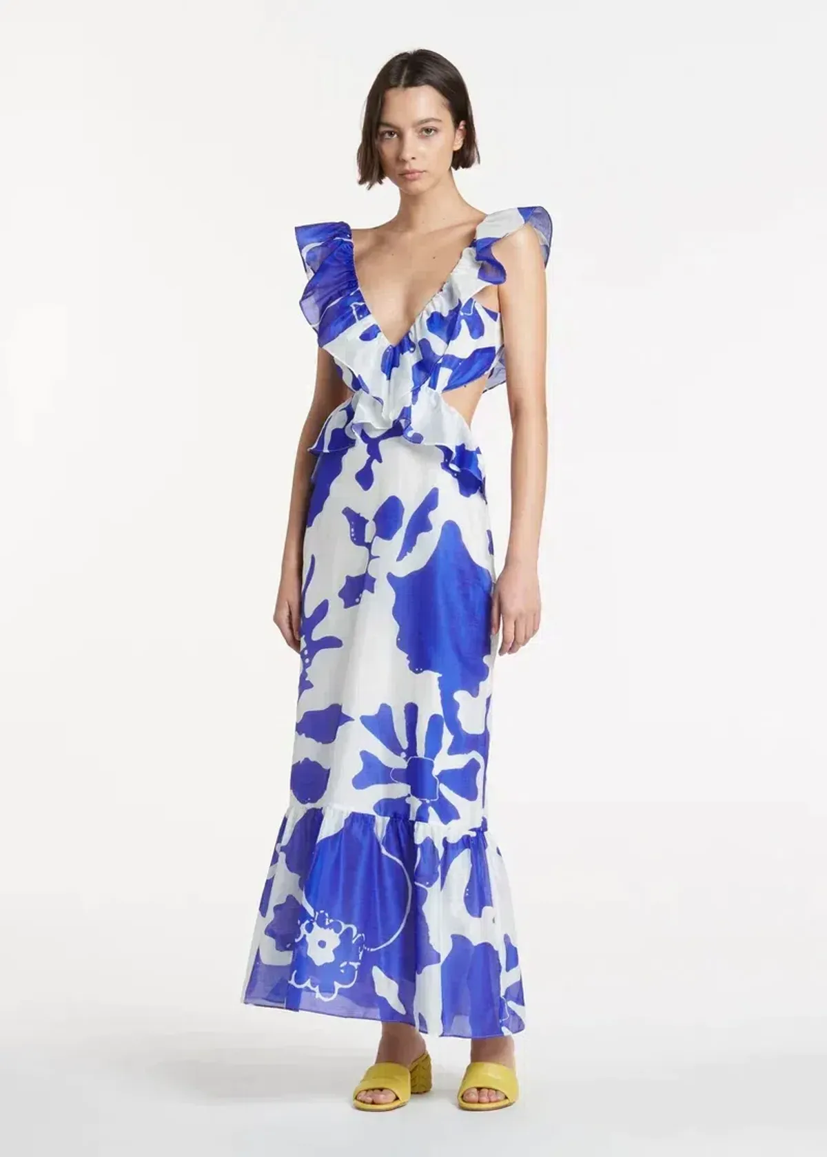 Sir the Label Vivi Frill Maxi Dress Blue Print Size 1/AU 8 - Image 1