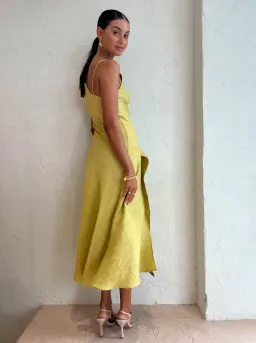 One Fell Swoop Frida Midi Dress in Golden Straw Size 6 for rent on The Volte - image 3