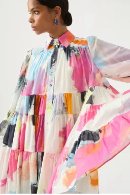 Aje Vie Multi Coloured Smock Mini Dress Multi Size 10  for rent on The Volte - image 4