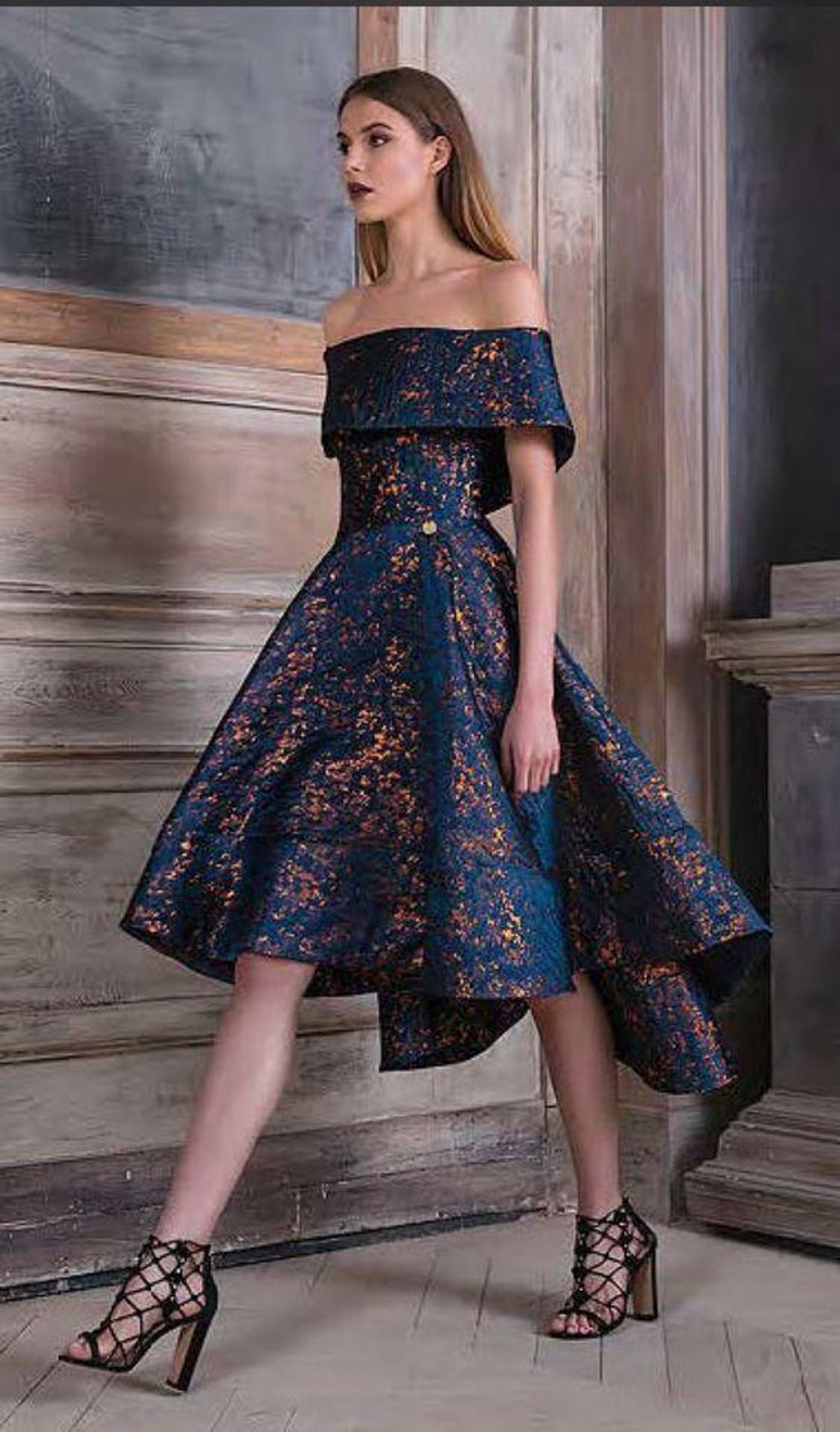 Bronx and Banco Mini Angelique Dress Navy & Gold - Image 1