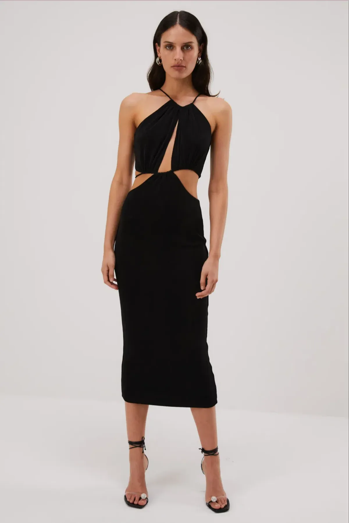 Misha Zeke Slinky Jersey Midi Dress Black Size 8 - Image 1