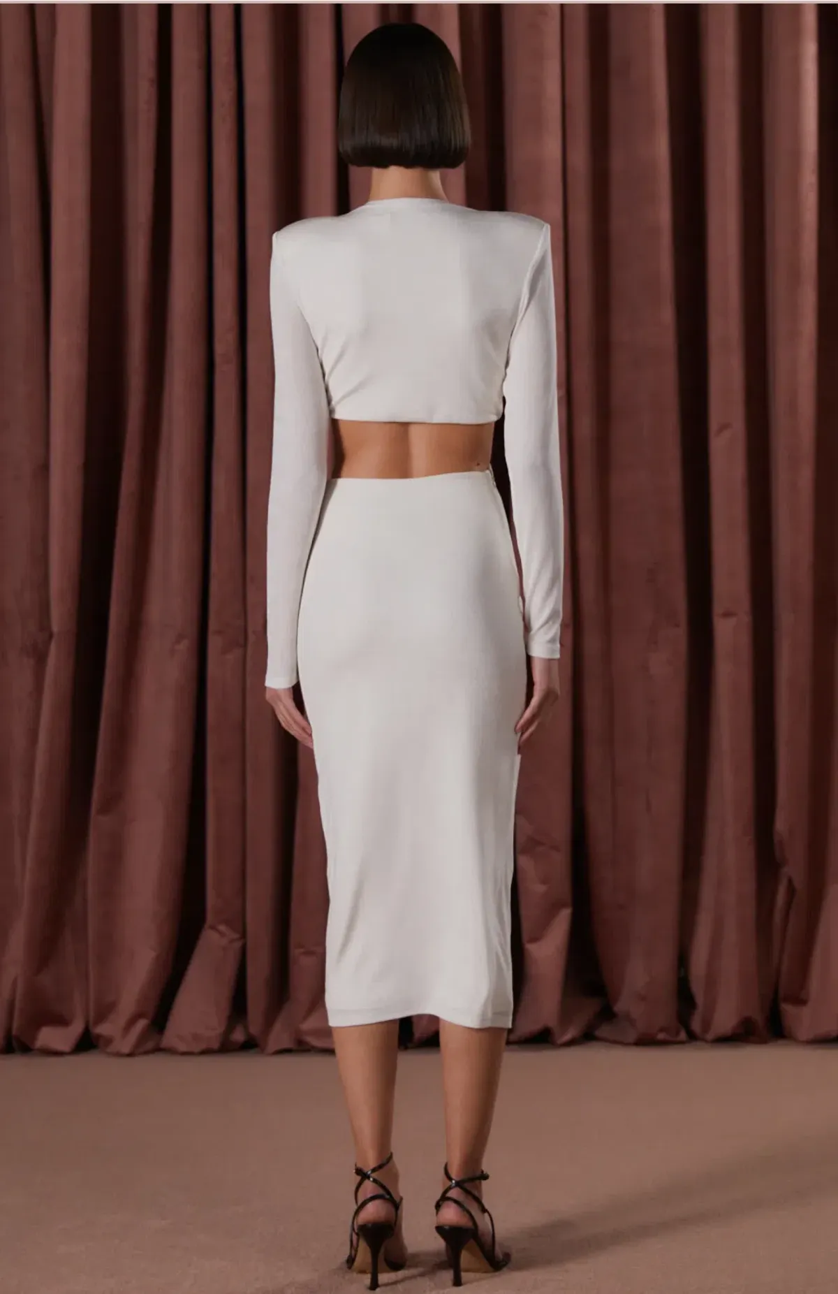Misha Scarlette Skinky Jersey Dress Ivory Size 8 - Image 3