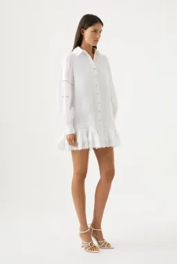 Aje Lotus Shirt Dress White Size 16 for rent on The Volte - image 3
