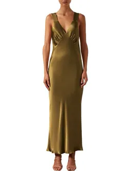 Shona Joy Giorgia Plunged Midi Dress Olive Green Size AU 12 for rent on The Volte - image 1