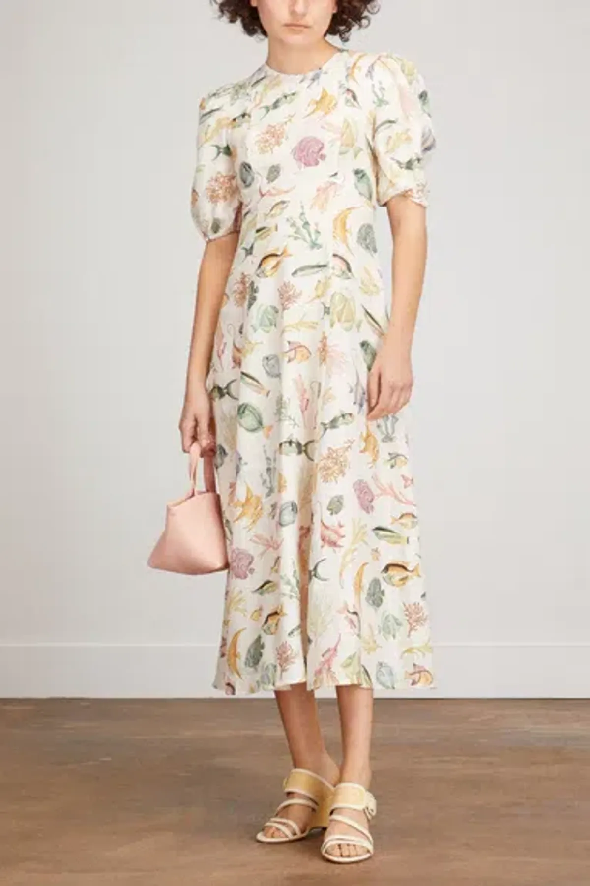 Alemais Wanda Linen Midi Dress Fish Underwater Size 10 - Image 2