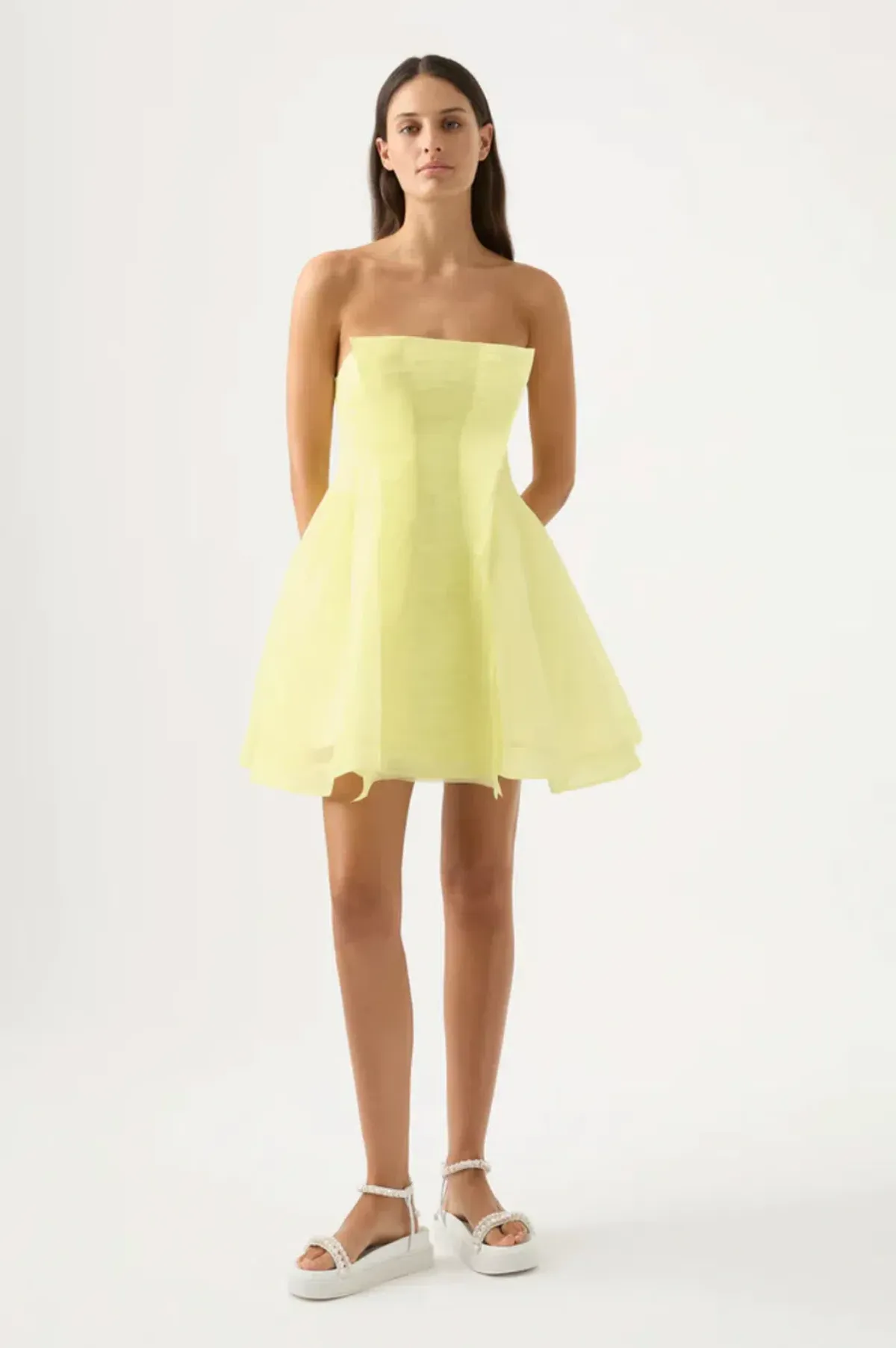 Aje Astrid Strapless Mini Dress Yellow Size 8 / S - Image 1